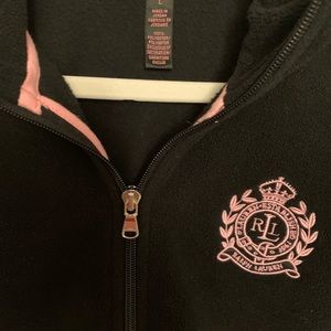 Ralph Lauren Women’s
Zip Up Jacket ~ Black with Pink Signature RLL Emblem